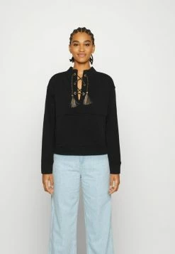 Scotch & Soda LACE UP - Sweatshirt - Black