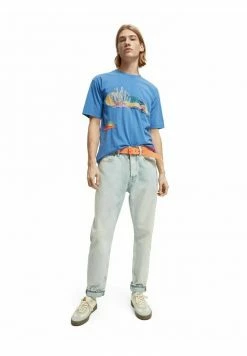 Scotch & Soda ABEL MACIAS - T-shirt Imprimé - Azure