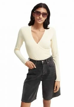 Scotch & Soda LONG SLEEVED BLENDWRAPOVER - T-shirt à Manches Longues - Vanilla