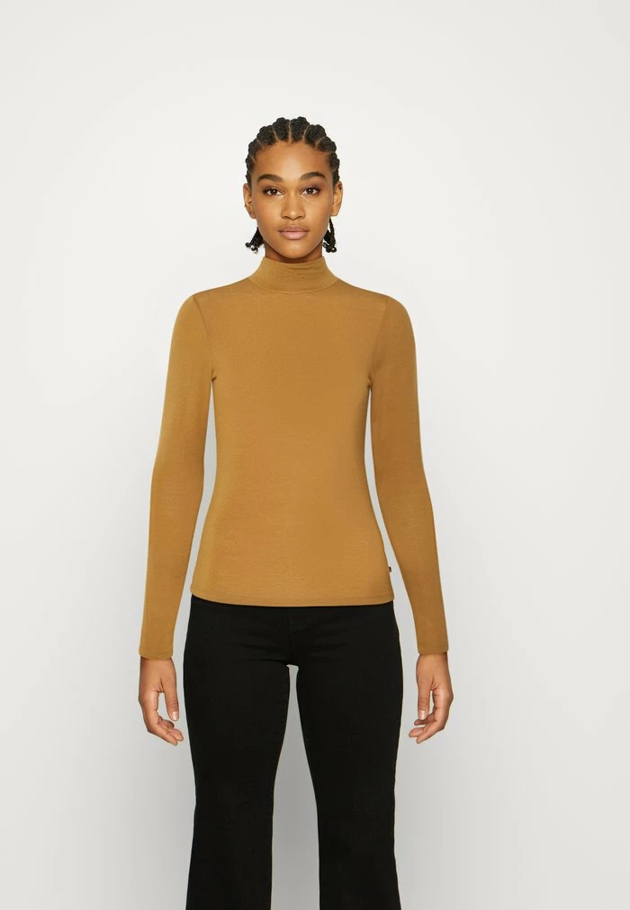 Scotch & Soda LONG SLEEVED MOCK NECK - T-shirt à Manches Longues - Olive Brown 1 Scotch & Soda LONG SLEEVED MOCK NECK - T-shirt à Manches Longues - Olive Brown