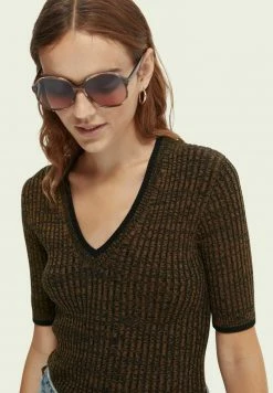 Scotch & Soda T-shirt Imprimé - Olive Brown Melange -Scotch & Soda Soldes 216b6c47db7546769123699afac55ee9