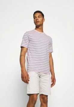 Scotch & Soda CLASSIC PATTERNED CREWNECK - T-shirt Imprimé - Salmon/blue