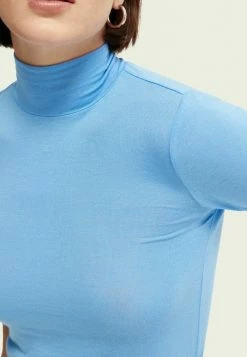 Scotch & Soda LONG SLEEVED MOCK NECK - T-shirt à Manches Longues - Blue -Scotch & Soda Soldes 292cf00f00784a059536446fee4f93de