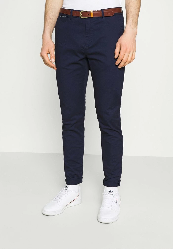 Scotch & Soda BELTED CHINO - Chino - Navy 1 Scotch & Soda BELTED CHINO - Chino - Navy