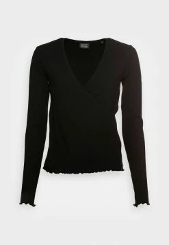 Scotch & Soda LONG SLEEVED BLENDWRAPOVER - T-shirt à Manches Longues - Black -Scotch & Soda Soldes 32aa027e458c4890b814c857fb43846c