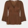 Scotch & Soda DRAPEY WITH SCALLOPED EDGES - Blouse - Brown