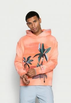 Scotch & Soda RELAXED PRINT AND EMBROIDERY WASHED FELPA HOODIE - Sweatshirt - Light Terra
