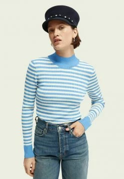 Scotch & Soda STRIPED SLIM FIT - Sweatshirt - Blue