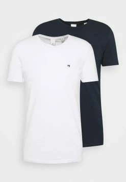 Scotch & Soda LOGO TEE 2 PACK - T-shirt Basique - Dark Blue/white -Scotch & Soda Soldes 49da8fb9f82f41fa9e86863b8a781521