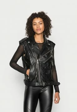 Scotch & Soda BIKER GILET WITH STUDS - Veste Sans Manches - Black