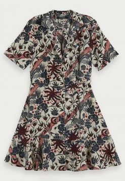 SCOTCH & SODA SHORT SLEEVE PRINTED BUTTON UP MINI DRESS - Robe Chemise - Combo H