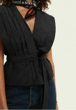 Scotch & Soda V NECK WRAP - Veste Sans Manches - Black -Scotch & Soda Soldes 593d8f544d3b4c2793167bc3bdc23280