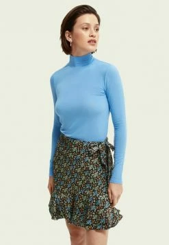 Scotch & Soda LONG SLEEVED MOCK NECK - T-shirt à Manches Longues - Blue