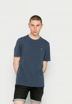 Scotch & Soda GARMENT DYED CREWNECK TEE WITH EMBROIDERY LOGO - T-shirt Basique - Navy