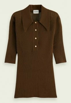 Scotch & Soda SLIM-FIT SHORT-SLEEVED - Polo - Moss Brown -Scotch & Soda Soldes 6207d8d5faba4cceaa5d81b4e126967b