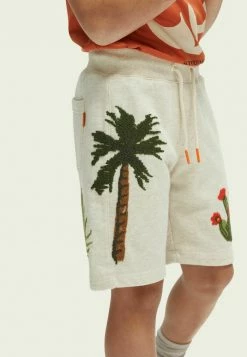 Scotch & Soda EMBROIDERED - Short - Ecru Melange -Scotch & Soda Soldes 6914ae01ce524725804db17680bdcf4d