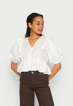 Scotch & Soda BRODERIE V NECK - Blouse - Off White