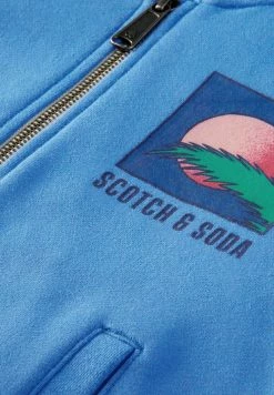 Scotch & Soda Sweat à Capuche Zippé - Azure -Scotch & Soda Soldes 6c948dca7522490589dcf78033d00b92