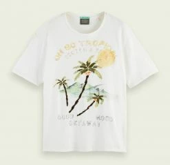 Scotch & Soda GRAPHIC SLUB - T-shirt Imprimé - Denim White -Scotch & Soda Soldes 6d8c652c0fa646739f2f39e1b8b52c14