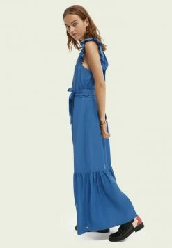 Scotch & Soda Robe Longue - Quilt Blue -Scotch & Soda Soldes 74e0a169de4740a99766a8d25dccd5de