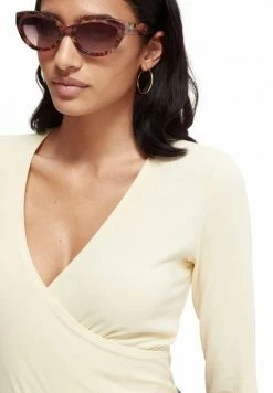 Scotch & Soda LONG SLEEVED BLENDWRAPOVER - T-shirt à Manches Longues - Vanilla -Scotch & Soda Soldes 7728e1e837ee4eedb232a8d705974aff