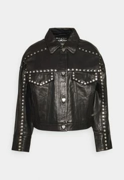 Scotch & Soda ELVIS CAPSULE TRUCKER JACKET WITH STUDS - Veste En Cuir - Black