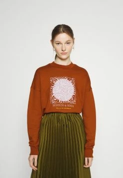 Scotch & Soda CREWNECK OVERSIZED FIT WITH GRAPHIC - Sweatshirt - Brown