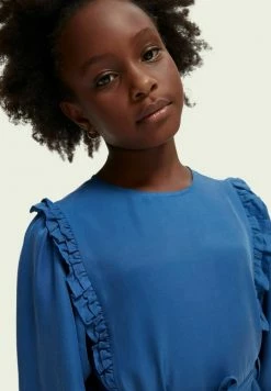 Scotch & Soda RUFFLED BALLOON SLEEVED  - Robe De Jour - Quilt Blue -Scotch & Soda Soldes 7f9fb1d0f7c04186be67e77e3e640b3e