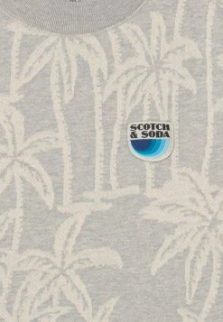 Scotch & Soda REGULAR FIT PALM INTARSIA - Sweatshirt - Light Grey -Scotch & Soda Soldes 865118ae335b4fe696da12ee859ee34b