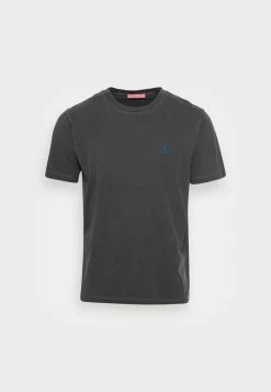 Scotch & Soda GARMENT DYED CREWNECK TEE WITH EMBROIDERY LOGO - T-shirt Basique - Black -Scotch & Soda Soldes 88ab43dac8c84acfb53ec96576341761