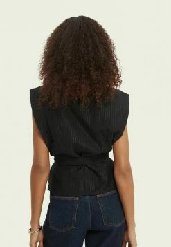 Scotch & Soda V NECK WRAP - Veste Sans Manches - Black -Scotch & Soda Soldes 8924996de8a442e1be1043c6e5824aa5