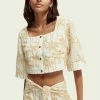 Scotch & Soda EMBROIDERED CROPPED - Blouse - Combo W