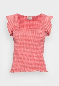 Scotch & Soda SEERSUCKER CHECK SMOCKED TOP - Blouse - Light Red -Scotch & Soda Soldes 8f5c3d9aab20437abdfb3dec2cc6b4cc