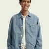 Scotch & Soda CHAMBRAY HARRINGTON WORKER - Veste En Jean - Blue