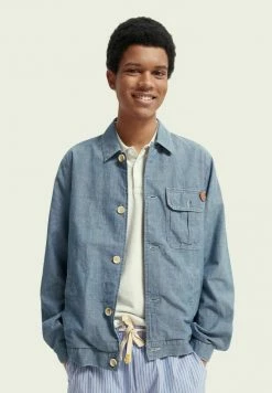 Scotch & Soda CHAMBRAY HARRINGTON WORKER - Veste En Jean - Blue