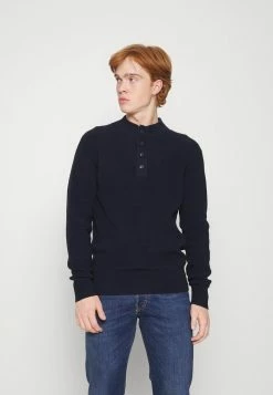Scotch & Soda BUTTONED MOCK NECK - Pullover - Night