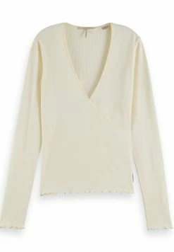 Scotch & Soda WRAPOVER - T-shirt à Manches Longues - Ecru -Scotch & Soda Soldes 9464f52da6a7447686bb44720e4f2614