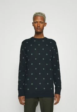 Scotch & Soda CREWNECK PULL WITH ALL OVER - Pullover - Dark Blue/multicoloured