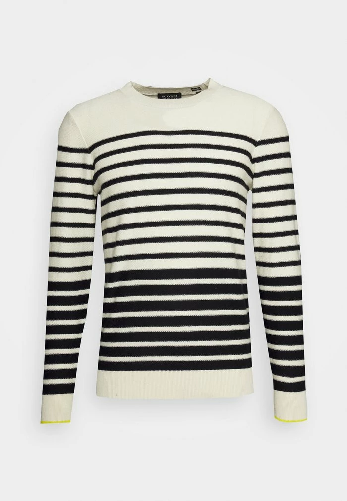Scotch & Soda CLASSIC RAGLAN SLEEVED - Pullover - Off White/black 1 Scotch & Soda CLASSIC RAGLAN SLEEVED - Pullover - Off White/black