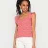 Scotch & Soda SEERSUCKER CHECK SMOCKED TOP - Blouse - Light Red