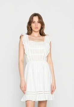Scotch & Soda EMBROIDERED SHORT LENGTH DRESS WITH RUFFLES - Robe De Jour - Off White