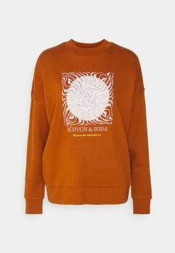 Scotch & Soda CREWNECK OVERSIZED FIT WITH GRAPHIC - Sweatshirt - Brown -Scotch & Soda Soldes a40772233b5342768338cb164d6d1de0