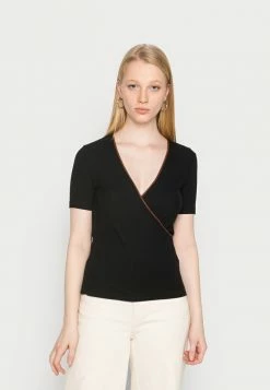 Scotch & Soda SHORT SLEEVED WRAP-OVER - T-shirt Basique - Black