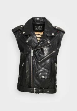 Scotch & Soda BIKER GILET WITH STUDS - Veste Sans Manches - Black -Scotch & Soda Soldes aa3950a10a214c96a734fe1f849aedf3