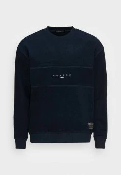 Scotch & Soda CUT AND SEWN BRUSHED FELPA CREWNECK - Sweatshirt - Denim Blue -Scotch & Soda Soldes b7c49afd1396409ab1a562092ad39efd