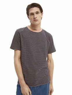 Scotch & Soda CLASSIC CREWNECK STRIPE TEE - T-shirt Imprimé - Black