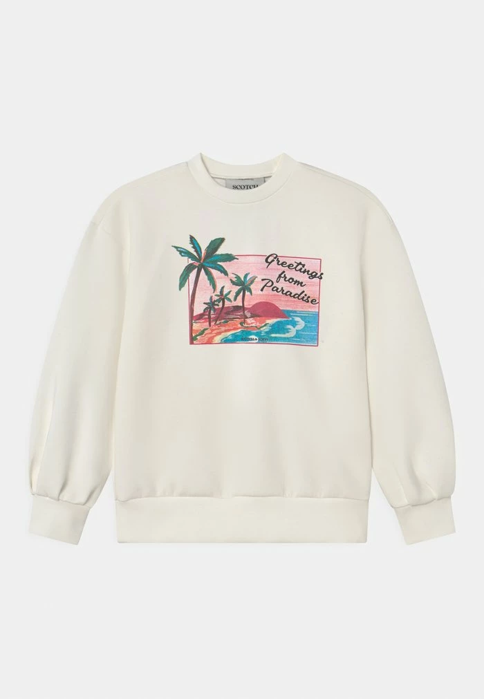 Scotch & Soda ROUND NECK ARTWORK - T-shirt à Manches Longues - Off White 1 Scotch & Soda ROUND NECK ARTWORK - T-shirt à Manches Longues - Off White