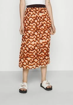 Scotch & Soda PRINTED MIDI SKIRT - Jupe Plissée - Orange