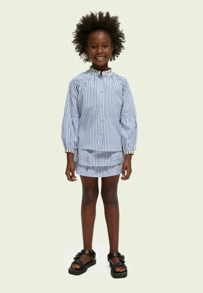 Scotch & Soda YARN-DYED - Jupe Plissée - Blue 1 Scotch & Soda YARN-DYED - Jupe Plissée - Blue