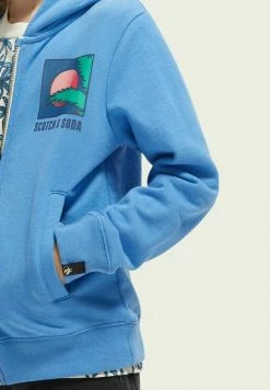 Scotch & Soda Sweat à Capuche Zippé - Azure -Scotch & Soda Soldes c9611edc68db4dc69619d8aa89c06146